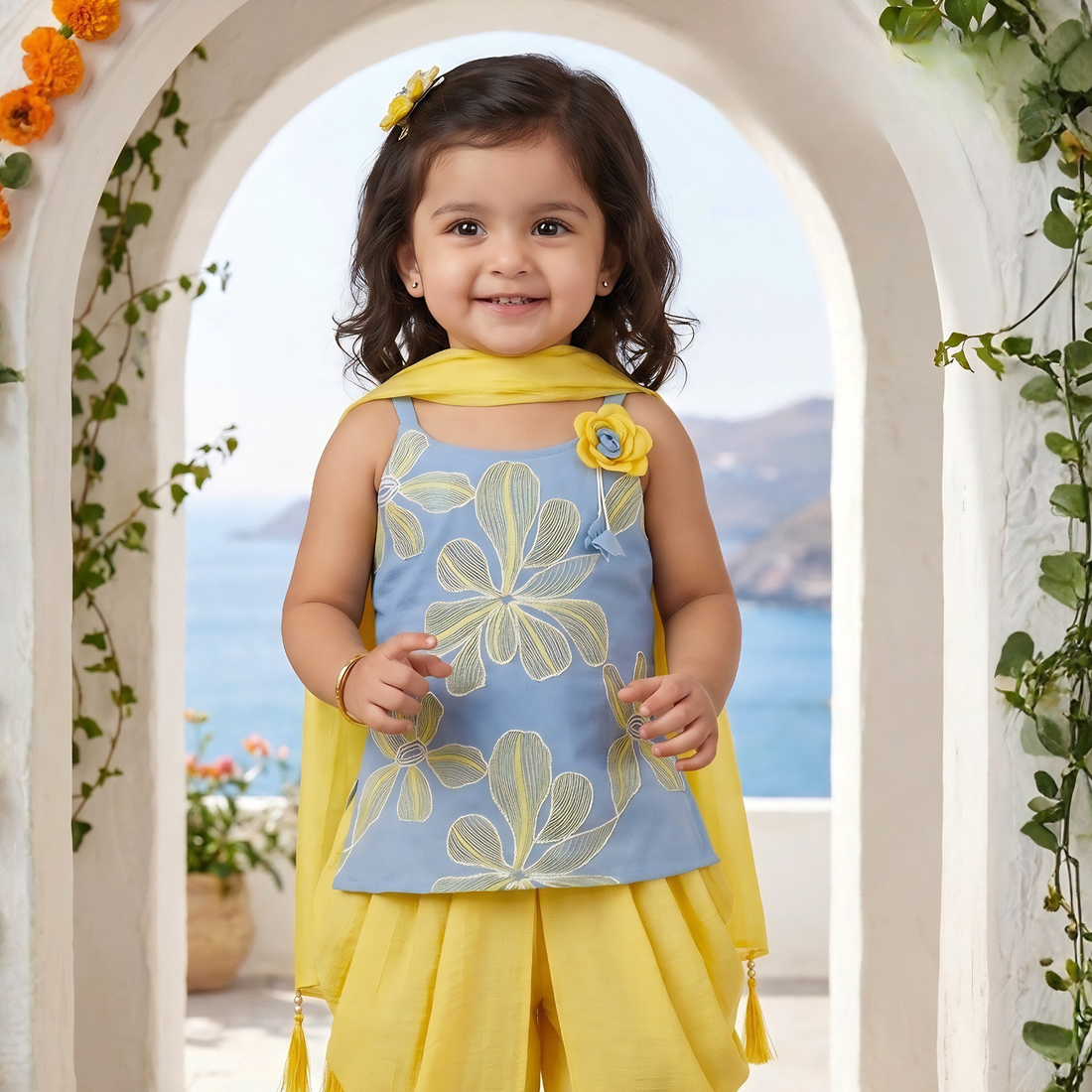Girls Festive & Party Kurta and Dhoti Pant Set