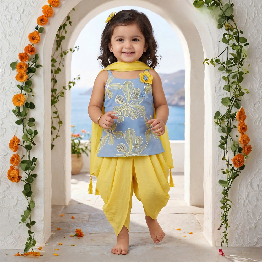 Girls Festive & Party Kurta and Dhoti Pant Set