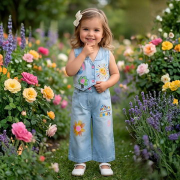 Girls Denim Top with Jeans Pant Set