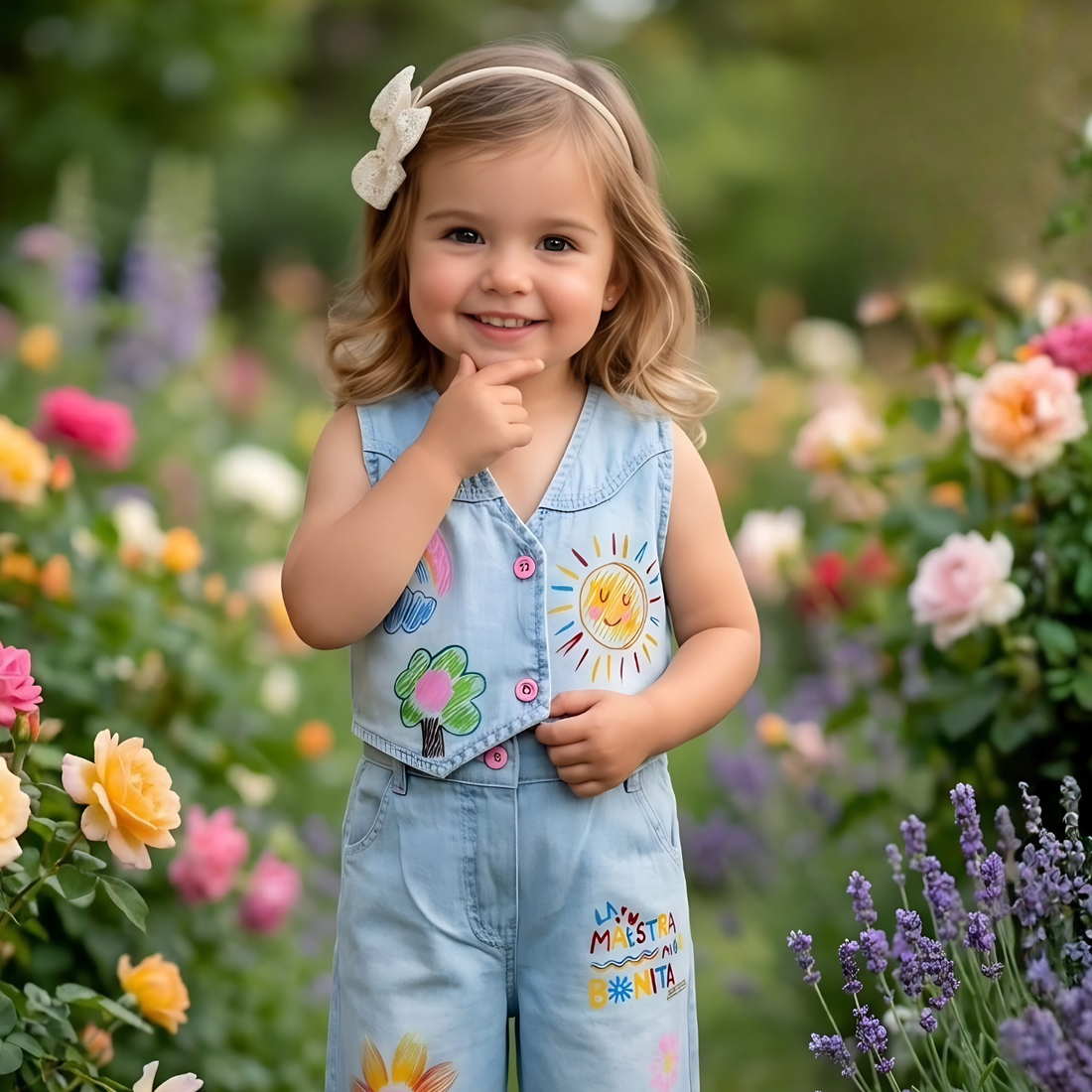 Girls Denim Top with Jeans Pant Set