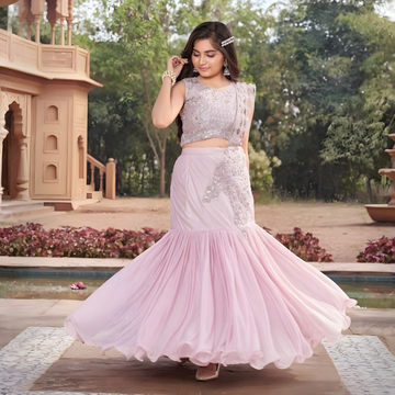 Girls Stylish Partywear Lehenga Choli With Attach Duptta