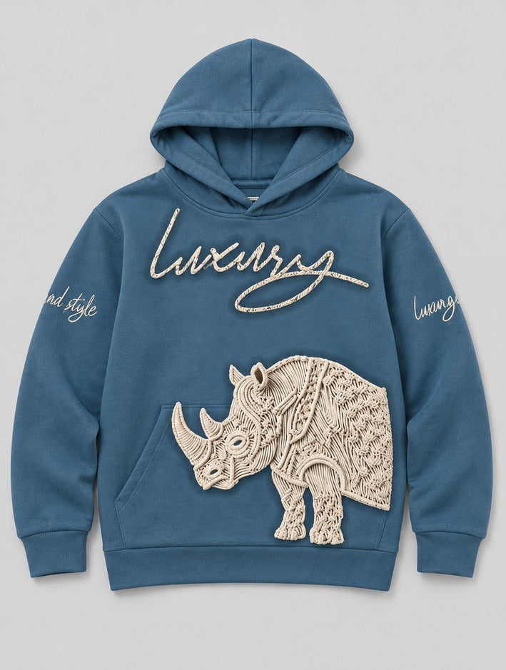 Boys Blue Rhino Print Hoodie