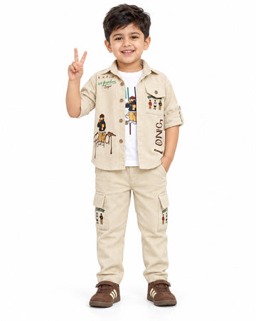 Boys Fawn Graphic Shirt, T-shirt and Cargo Pants Set (Shoes Not Included)