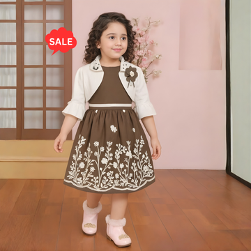 Girls Brown Frock with Jacket (Extra 10% OFF @ Checkout)