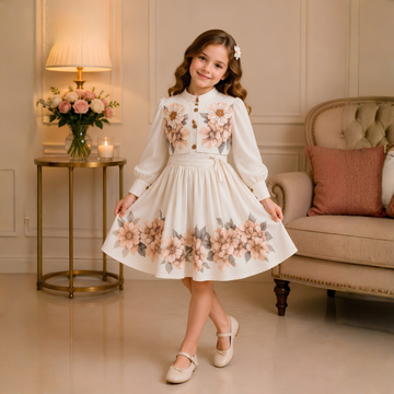 Stylish Girls Printed Jacket Frocks