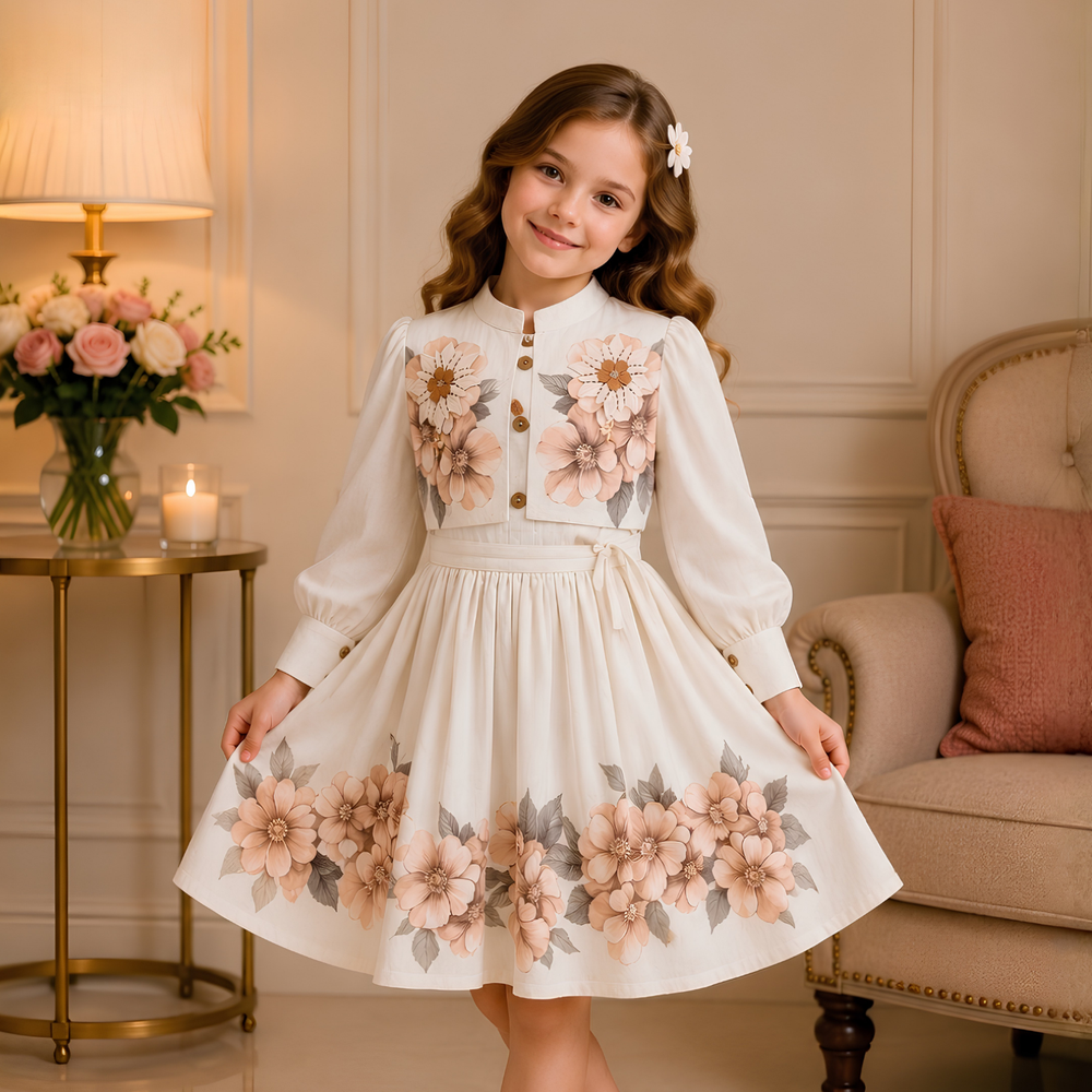 Stylish Girls Printed Jacket Frocks