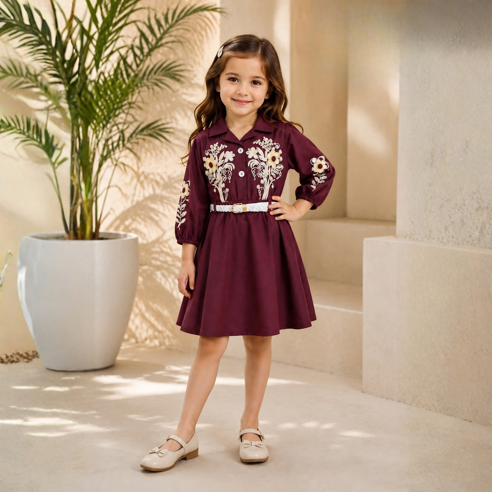 Girls Stylish Floral Knee Length Frock