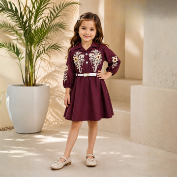 Girls Stylish Floral Knee Length Frock