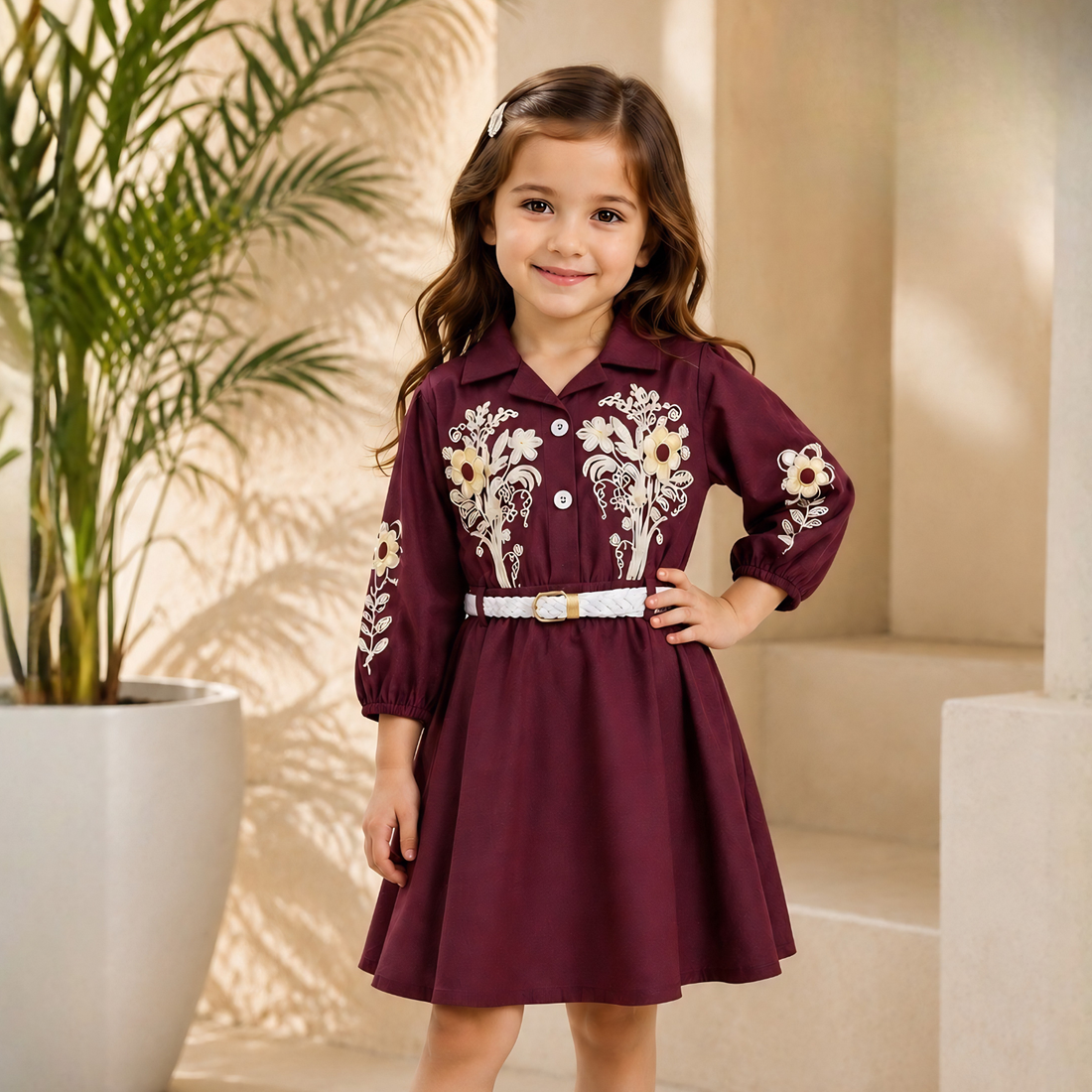 Girls Stylish Floral Knee Length Frock