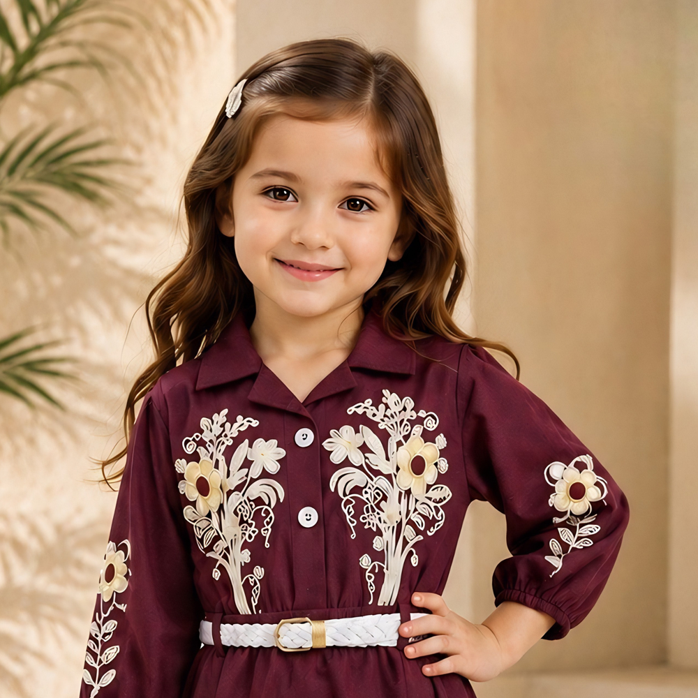 Girls Stylish Floral Knee Length Frock