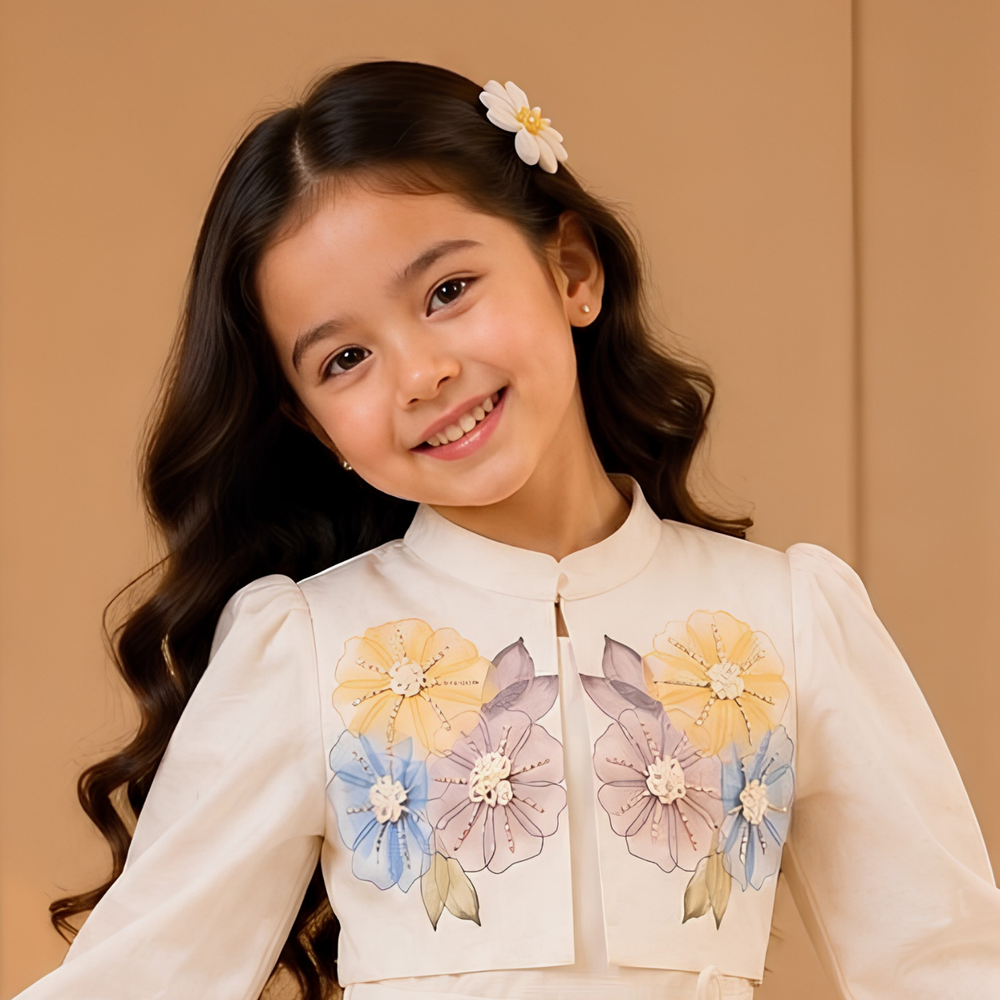 Girls Knee Length Printed Frock