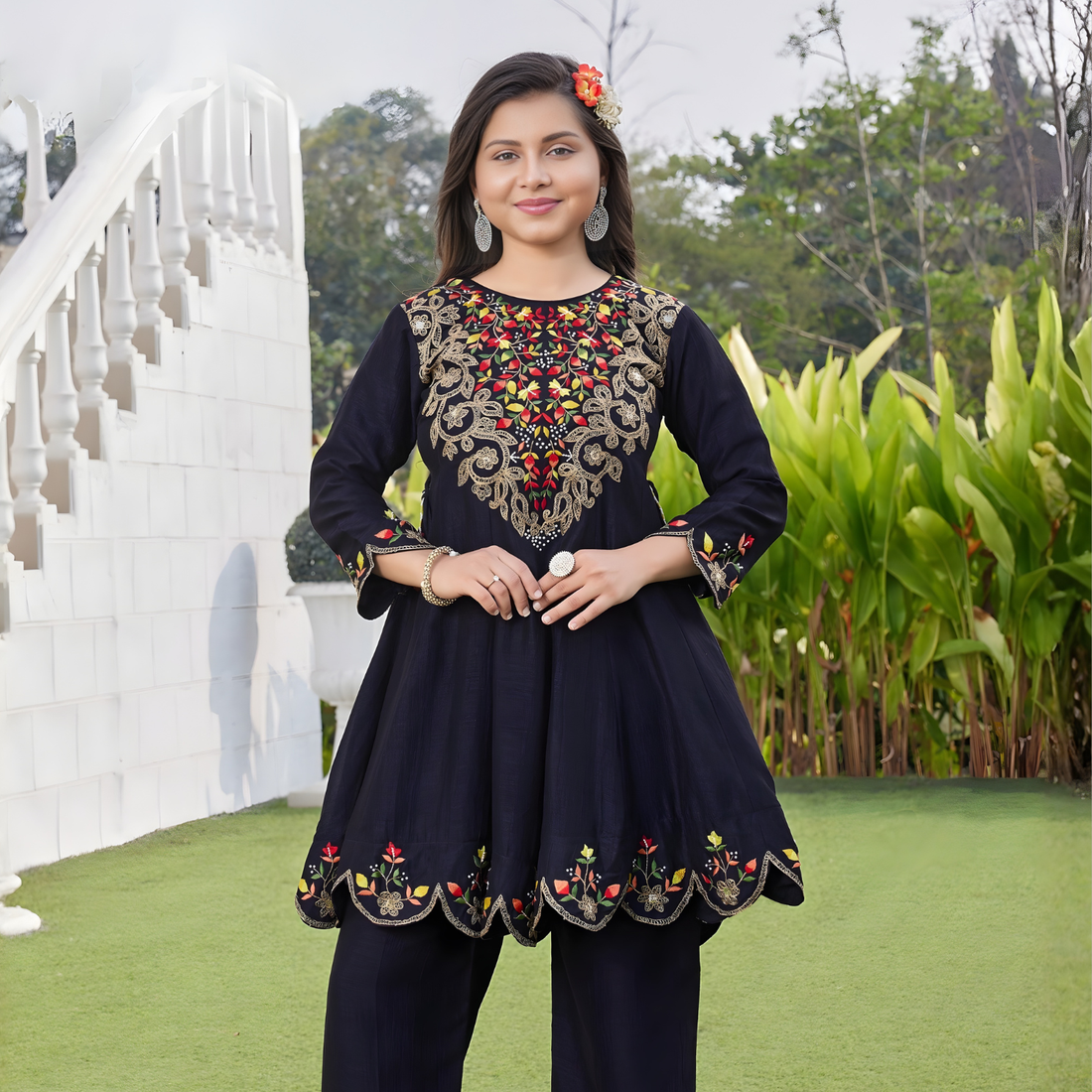 Latest Design Trending Girls Embroidered kurti Set