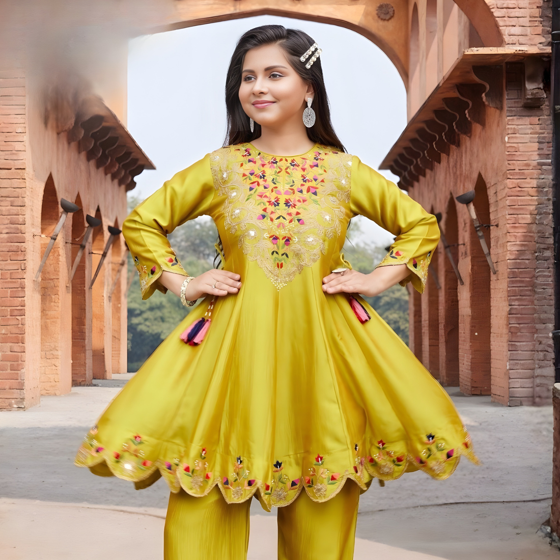 Latest Design Trending Girls Embroidered kurti Set