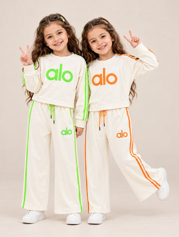 Girls Cream Track Suit- Sweatshirt and Pants Set
