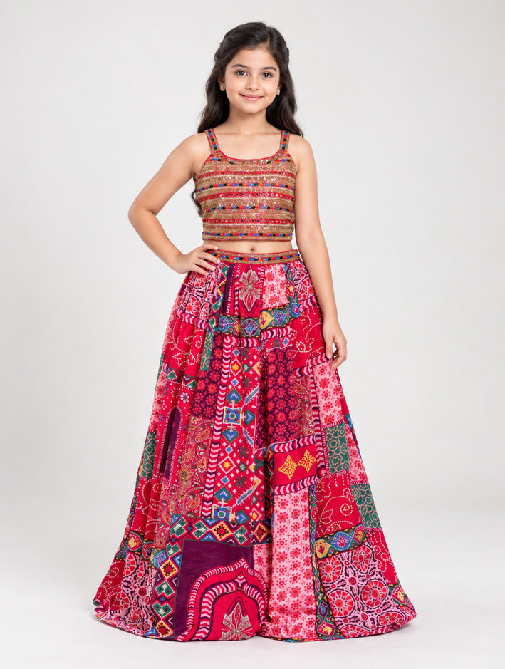 Girls Rani Patchwork Lehenga Choli