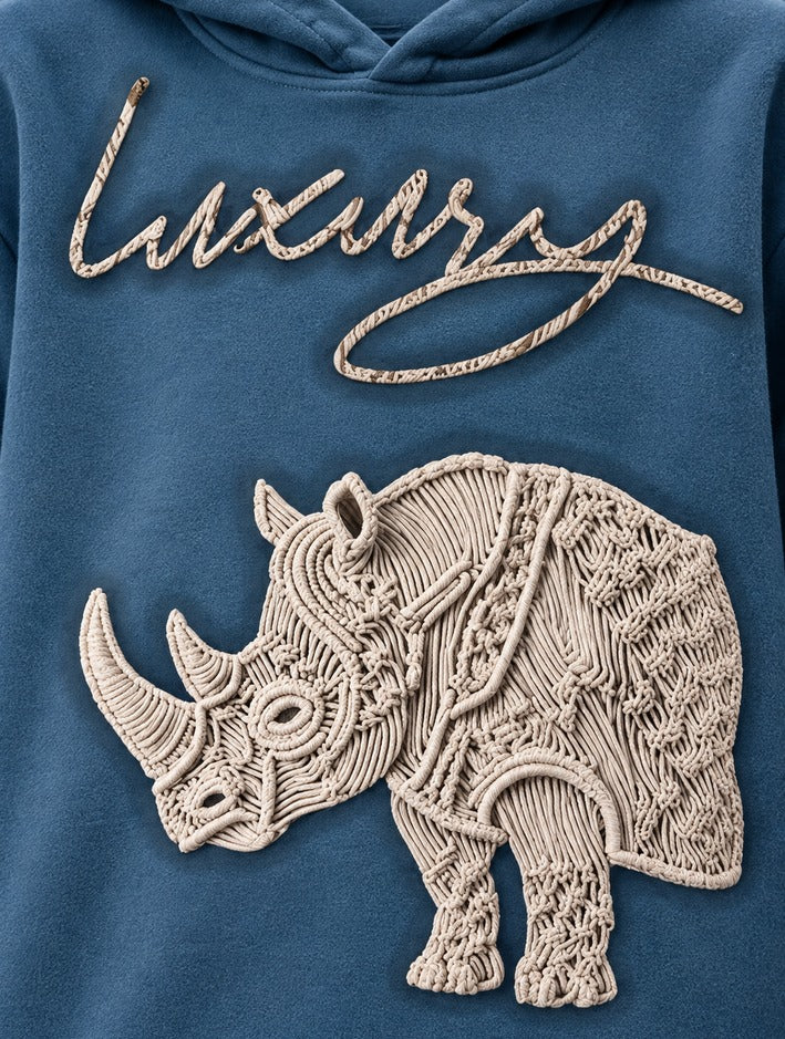 Boys Blue Rhino Print Hoodie