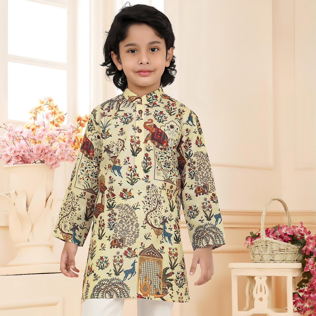 Boys Ethnic Wear Printed Kurta And Pajama