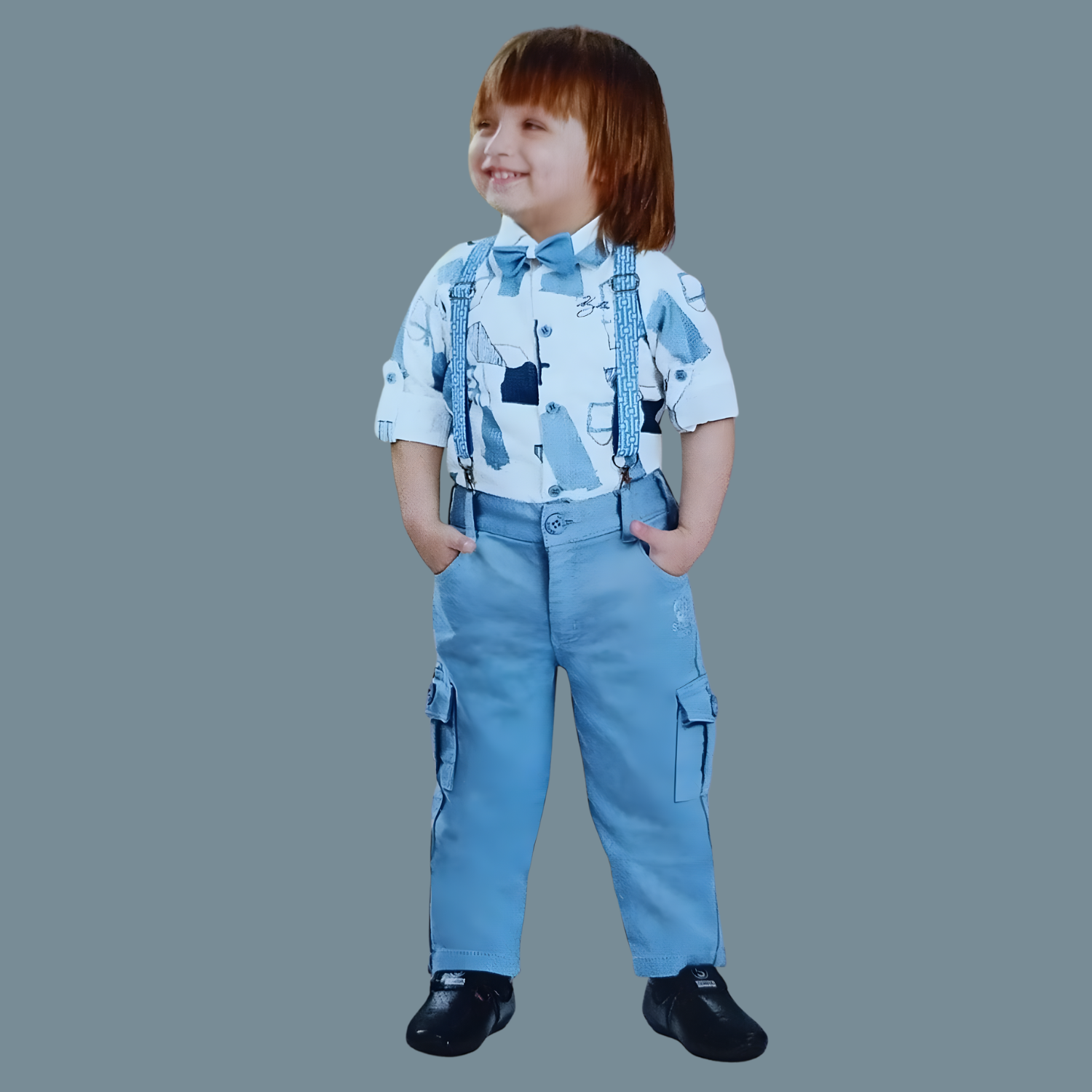 Stylish Boys Party F/Suit In Suspenders Style
