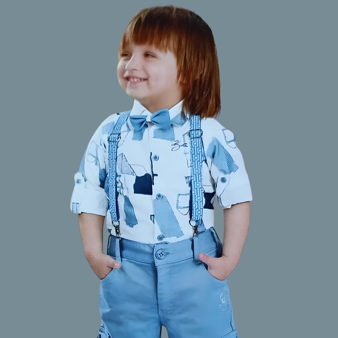 Stylish Boys Party F/Suit In Suspenders Style