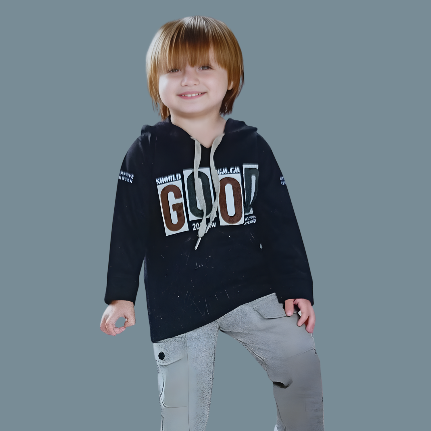 Boys Black Full Suit with Hoodie