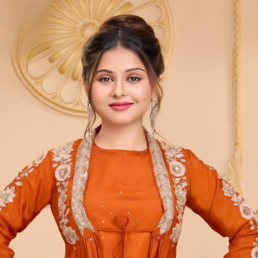 Orange Embroidered Jacket with Palazzo Suit