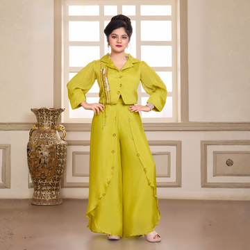 Gold Indo-Western Crop Top & Palazzo Set