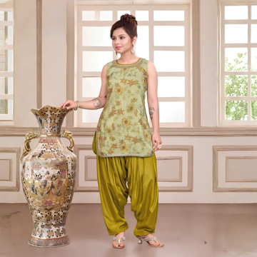 Fancy Girls Kurti And Dhoti Patiala With Dupatta Set