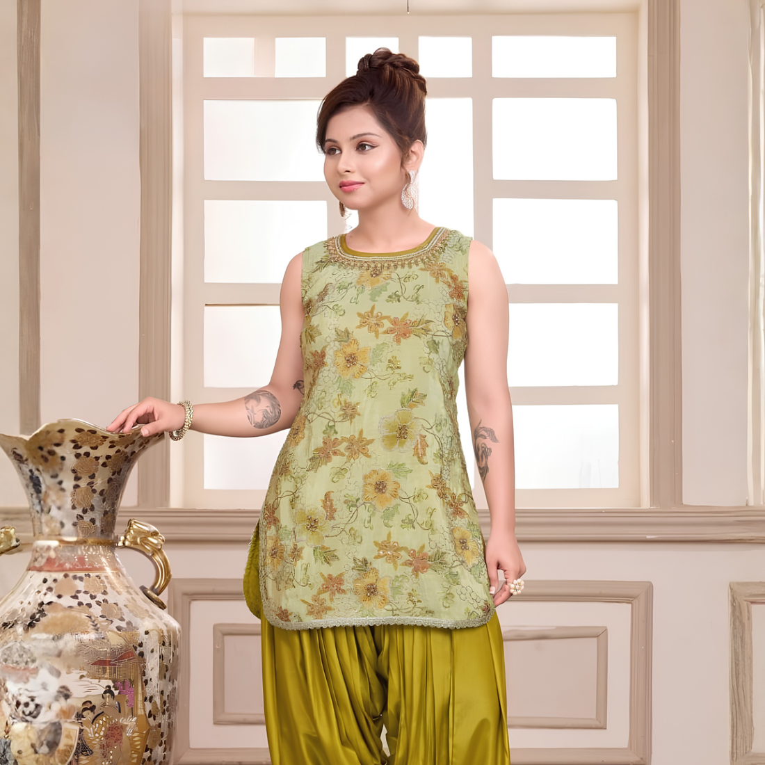 Fancy Girls Kurti And Dhoti Patiala With Dupatta Set
