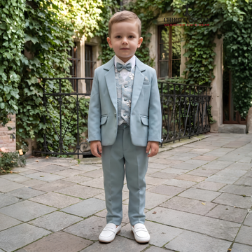 Boys Light Pista Party Wear 5-Piece Suit