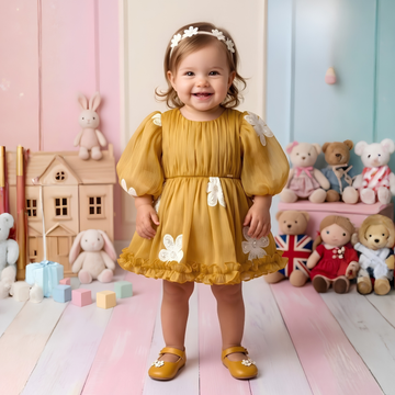 Girls New Latest Puff Sleeve Frock