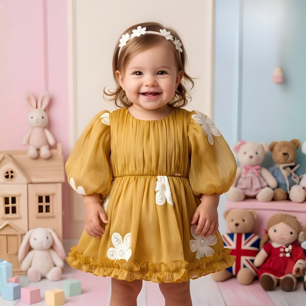 Girls New Latest Puff Sleeve Frock