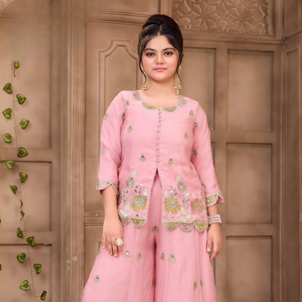 New Designer Party Wear Look Stylish Palazzo Set