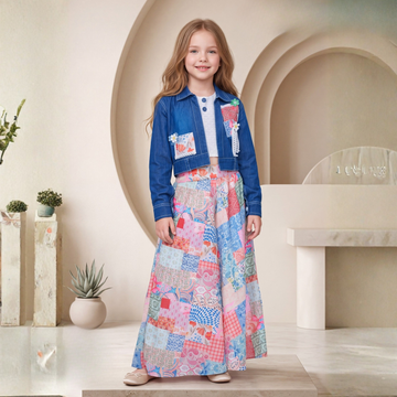 Girls Stylish Western Printed Plazzo Set