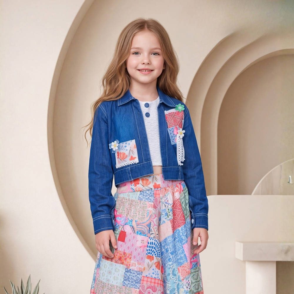 Girls Stylish Western Printed Plazzo Set