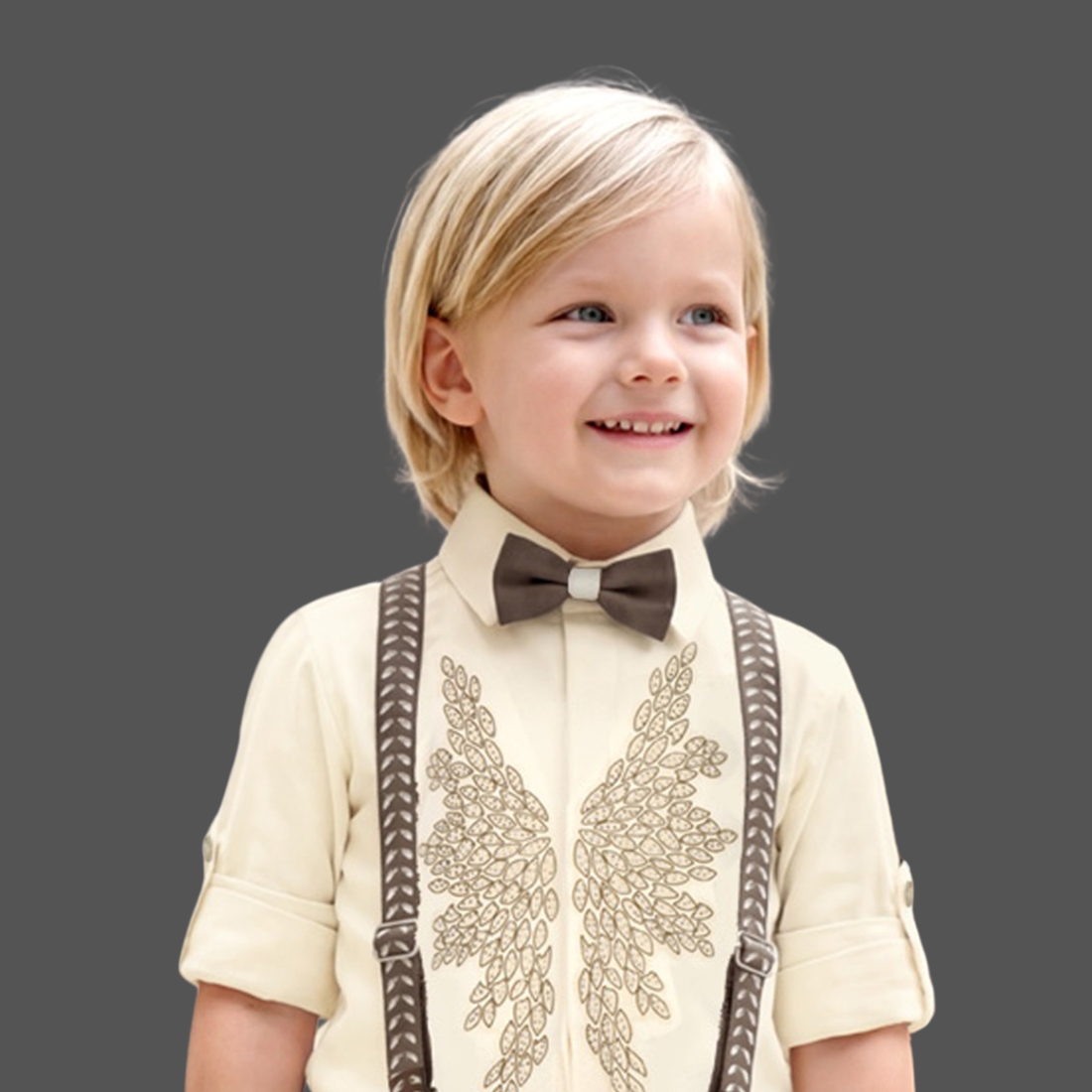 Boys Formal Shirt and Pant Set with Bow Tie & Suspenders