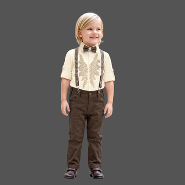 Boys Formal Shirt and Pant Set with Bow Tie & Suspenders