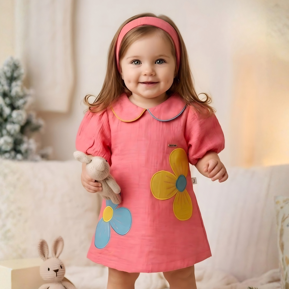 Girls New Latest Puff Sleeve Frock