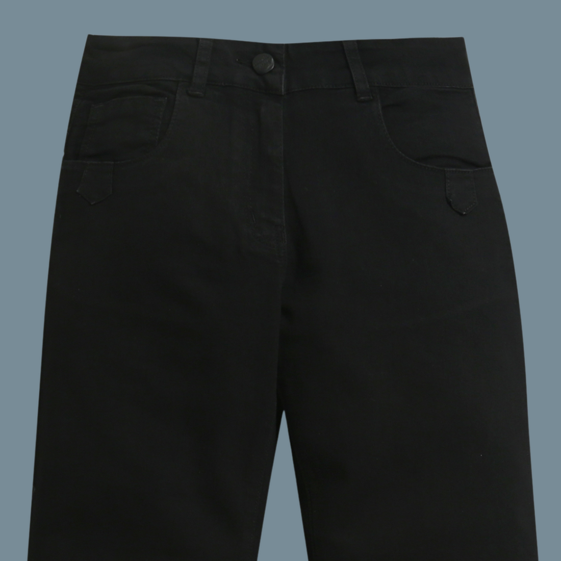 Girls Solid Black Casual Denim Jeans