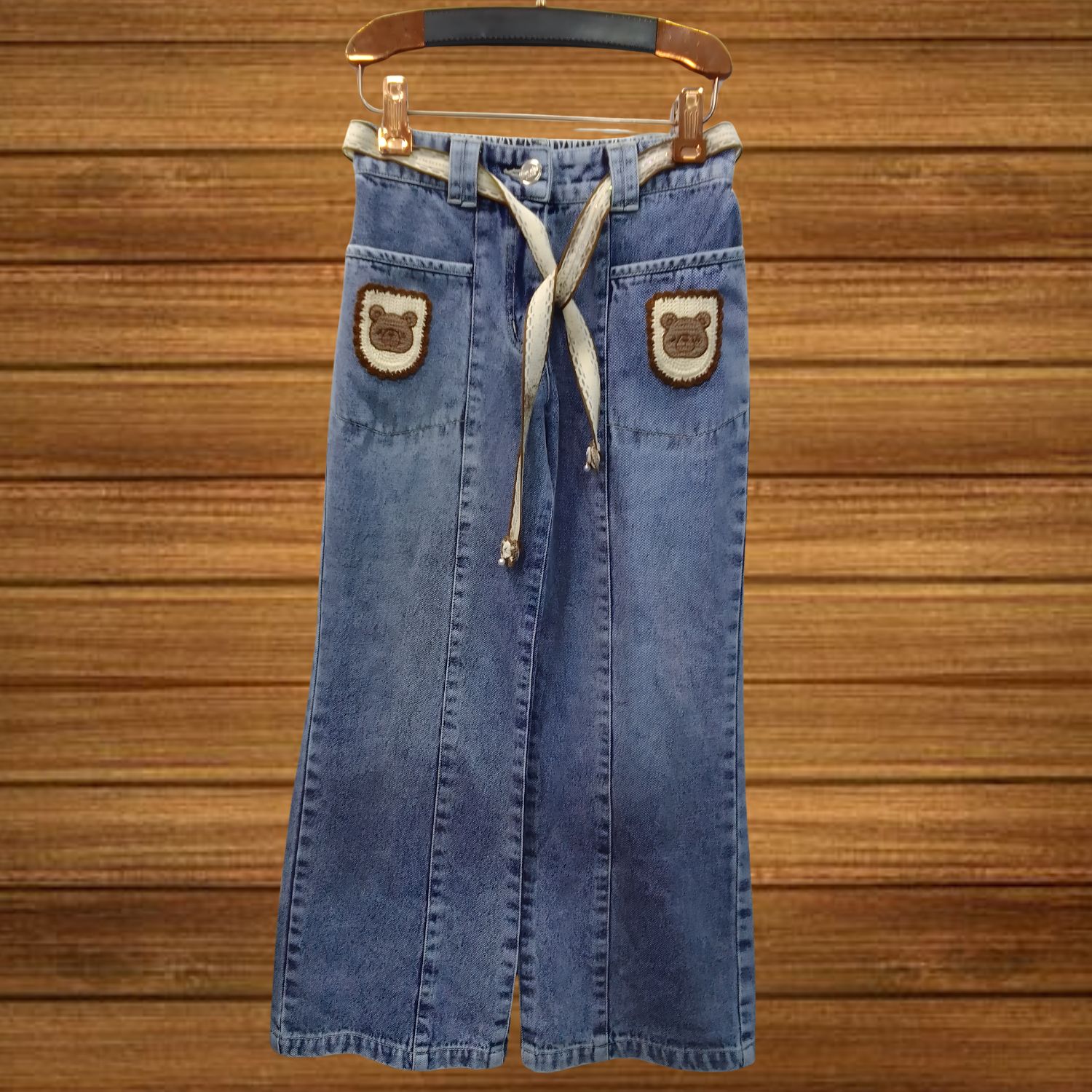 Girls Light Blue Washed Straight Fit Jeans