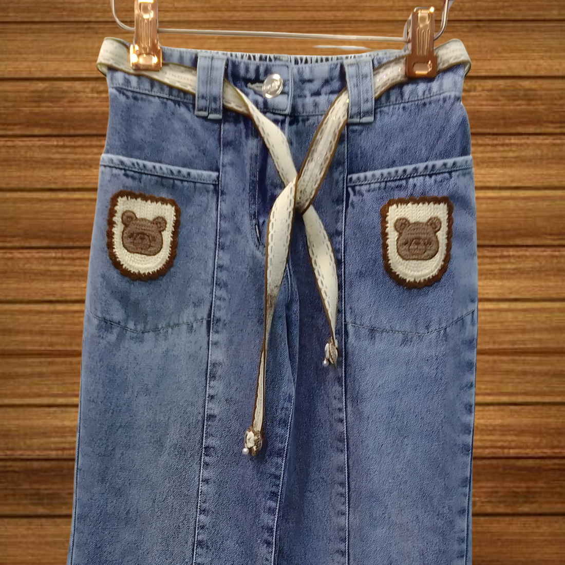 Girls Light Blue Washed Straight Fit Jeans