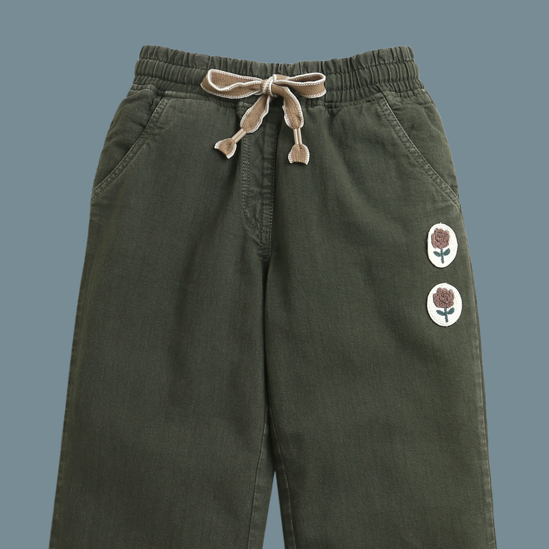 Girls Round Elastic Stylish Green Pant
