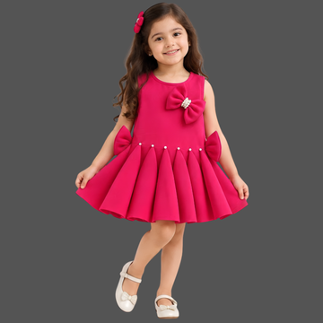 Rani Sleeveless With Bow And Stone Frock For Girls