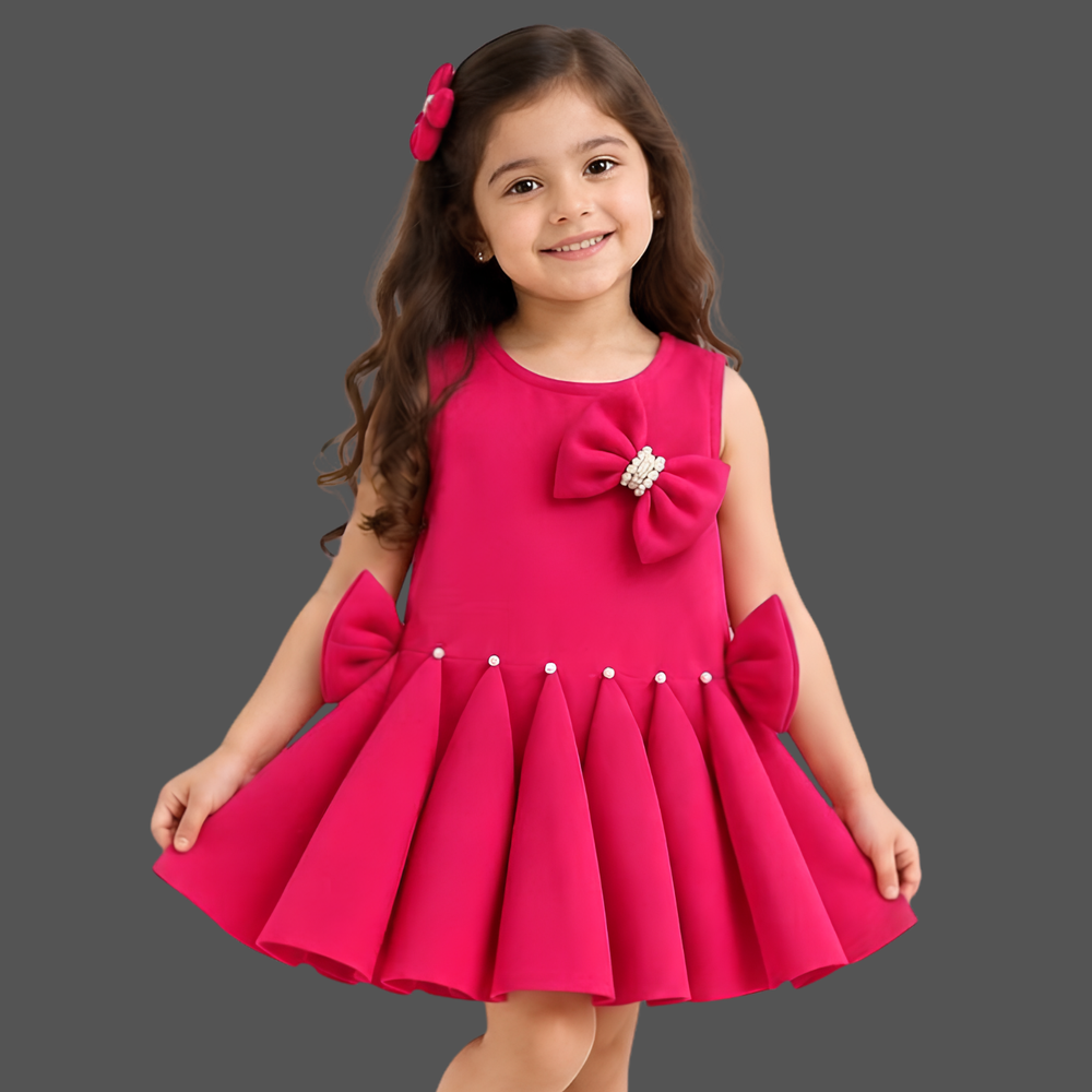 Rani Sleeveless With Bow And Stone Frock For Girls