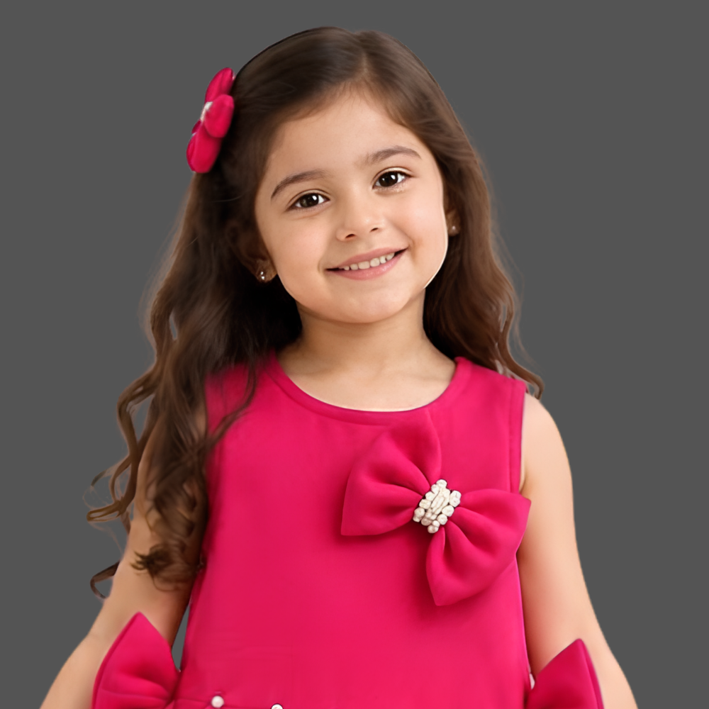 Rani Sleeveless With Bow And Stone Frock For Girls