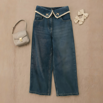 Girls Blue Washed Flared Jeans