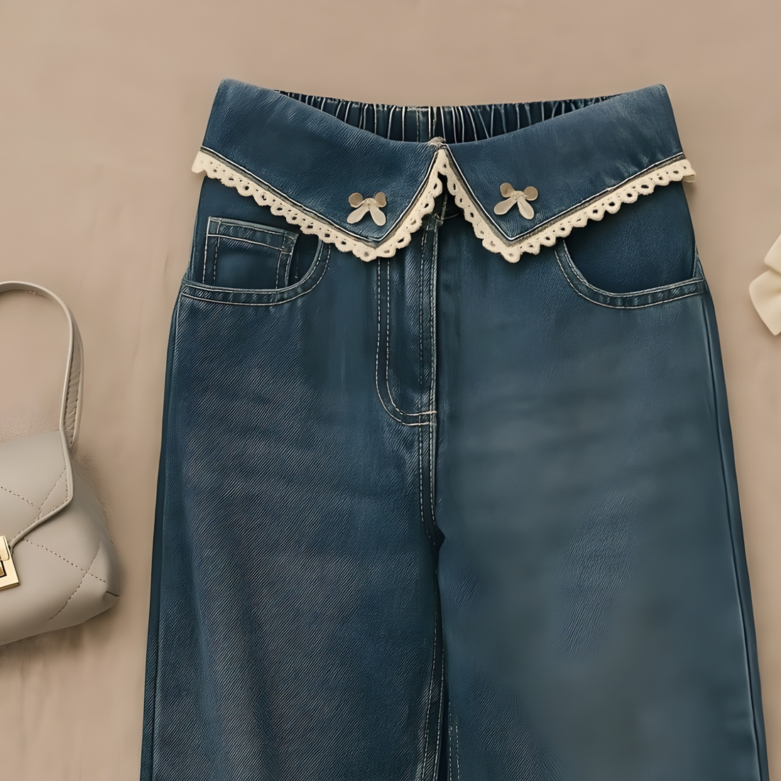Girls Blue Washed Flared Jeans