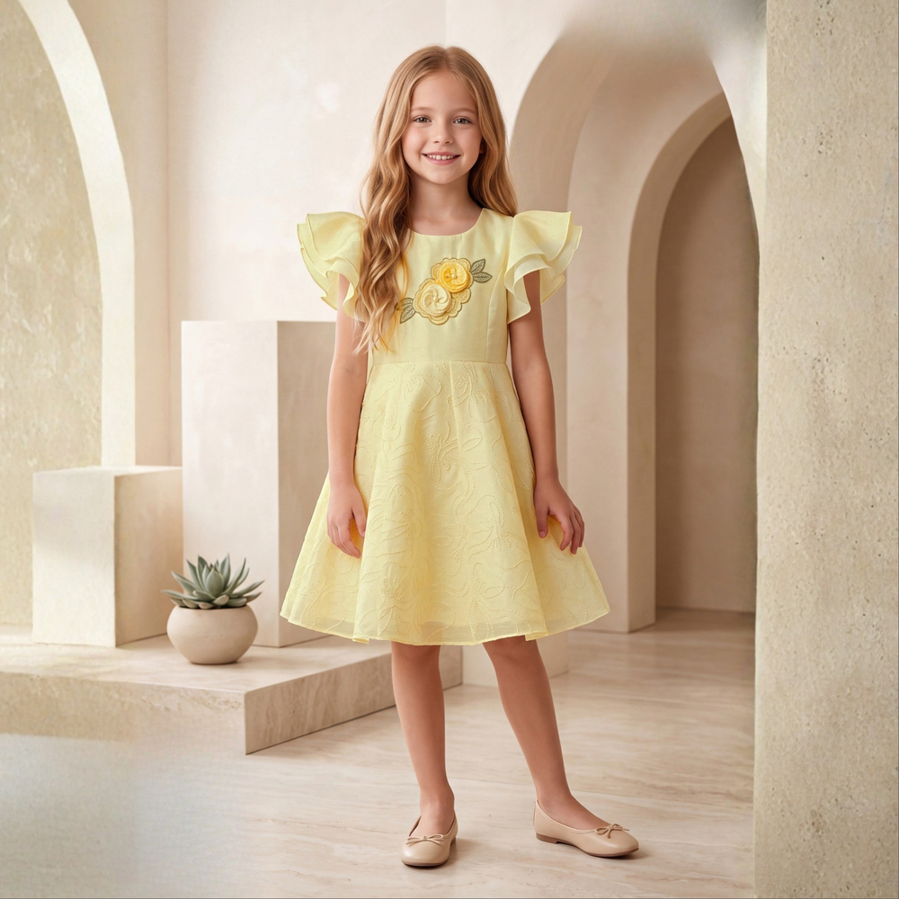 Stylish Girls Yellow Western Frock