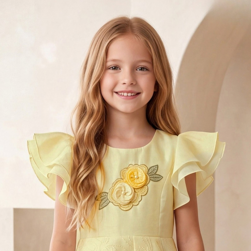 Stylish Girls Yellow Western Frock