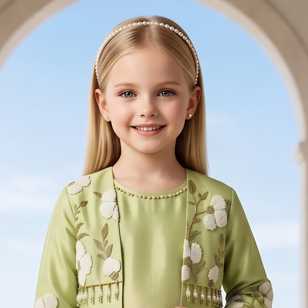 Girls Floral Embroidered Jacket And Palazzo Set