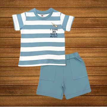 Boys Cotton Round Neck Striped Baba Suit